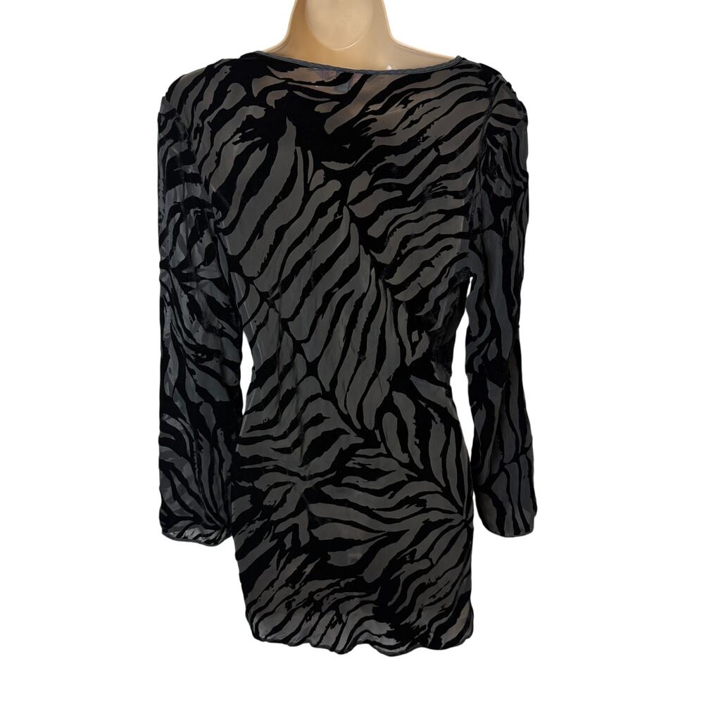 VS Victoria's Secret Burnout Velvet Top Silk Blend Sheer Y2K Black Whimsigoth M - Picture 4 of 6